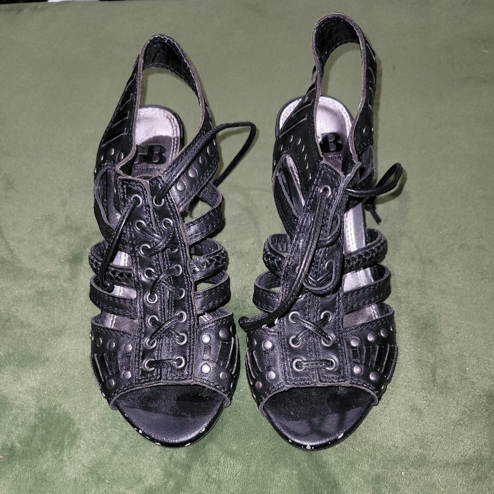 Giani Bini black strappy lace-up heeled sandals
